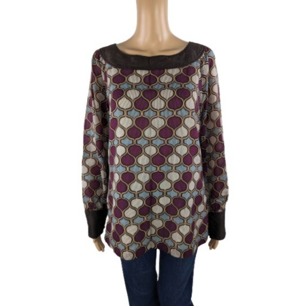 Tory Burch Long Sleeve Multi-Color Printed Top 10